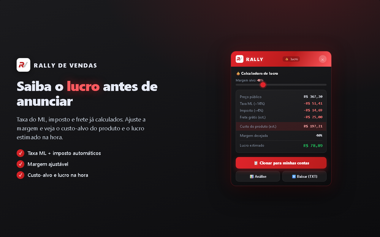 Calculadora de lucro da extensão